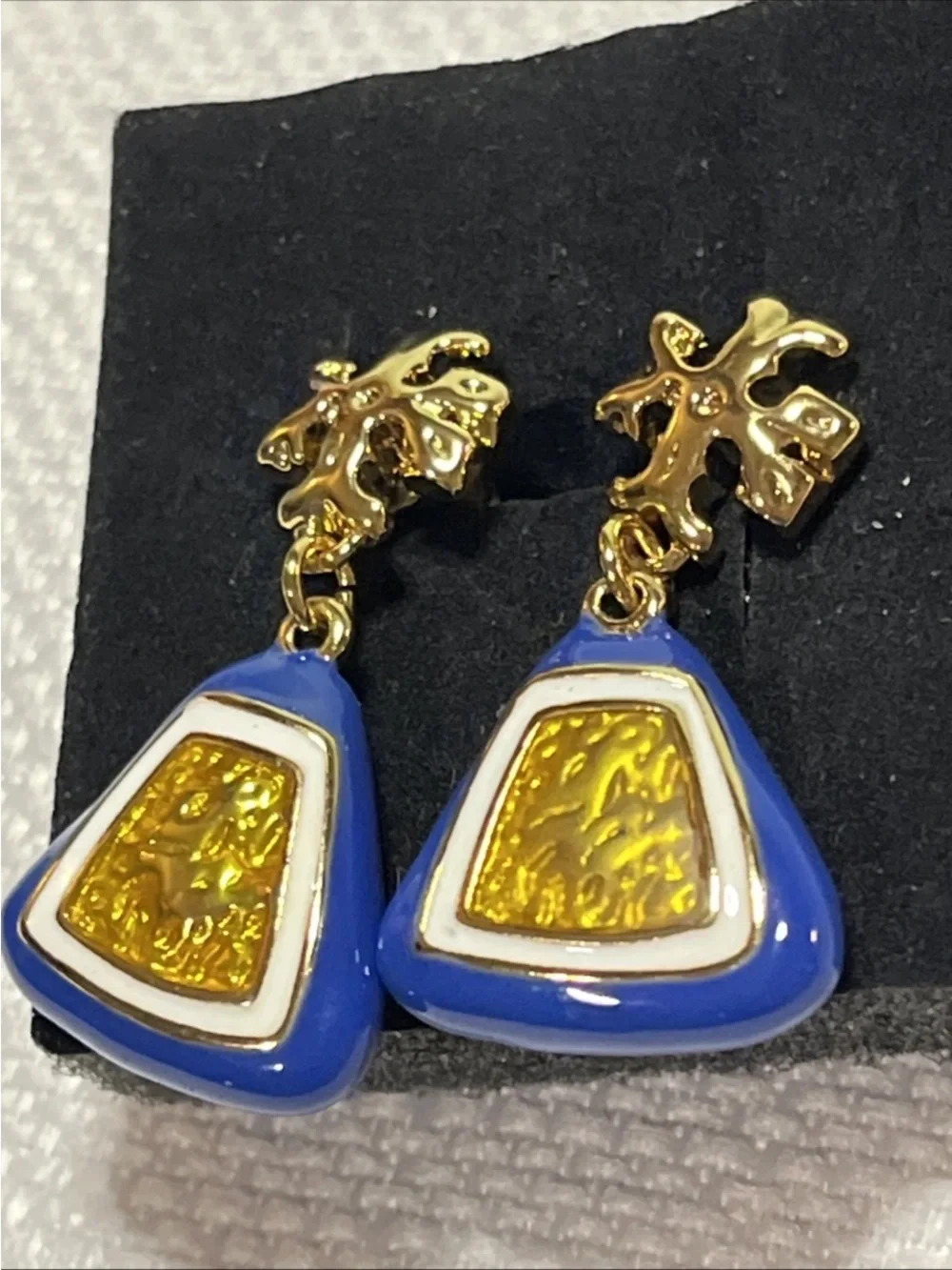 Tory Burch Blue and Gold Drop Earrings